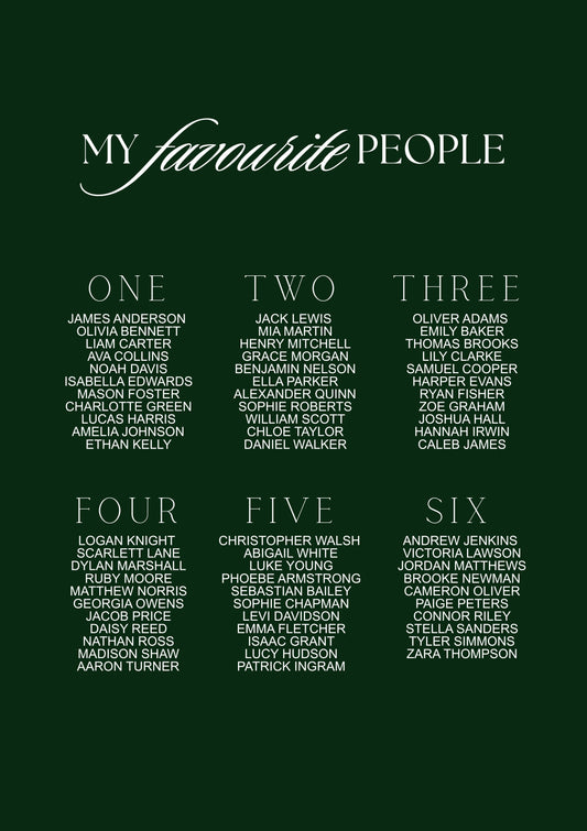 My Favourite People Seating Chart