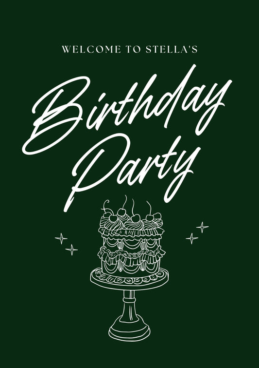 Retro Birthday Cake Sign