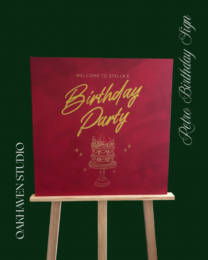 Retro Birthday Cake Sign