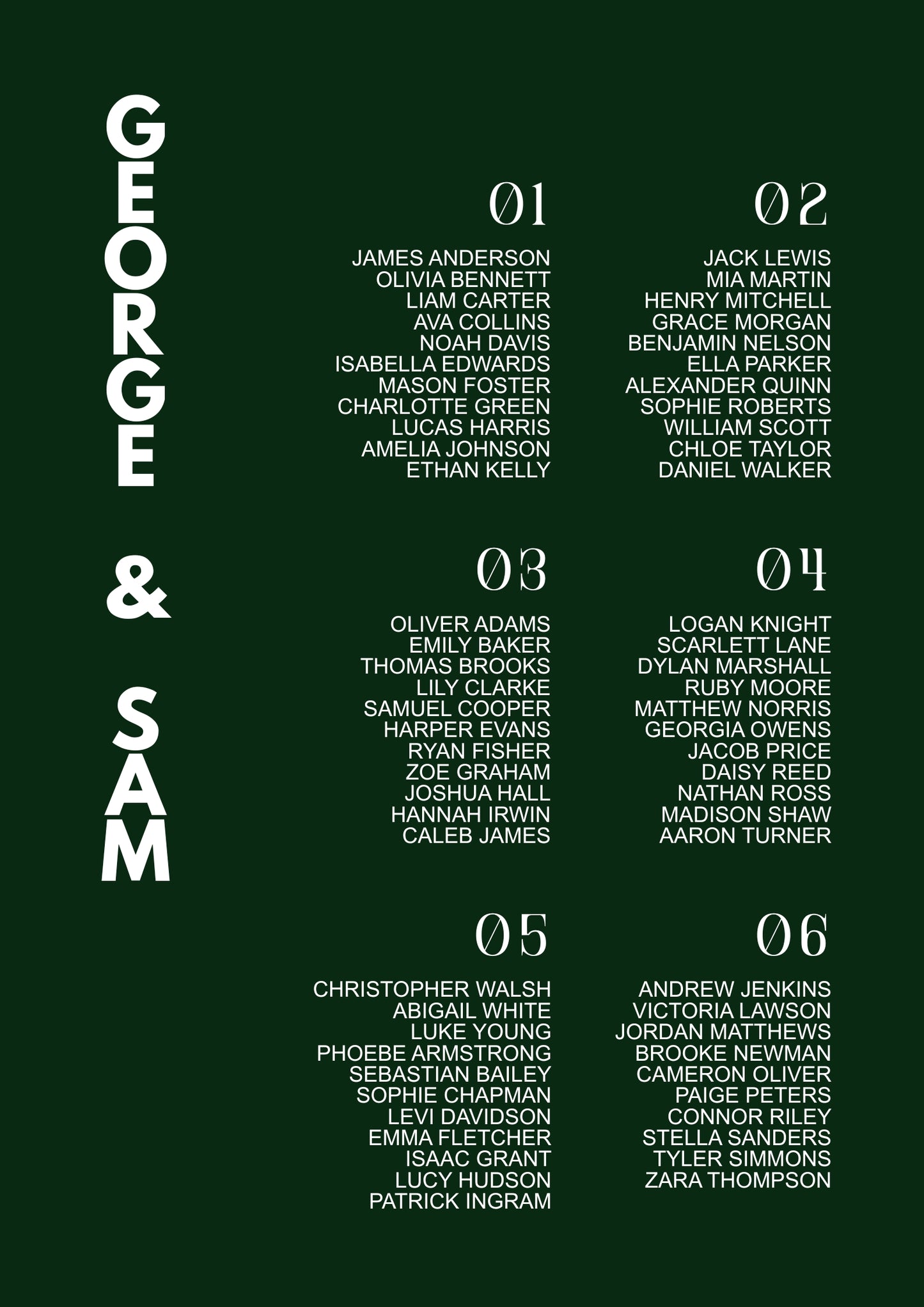Asymmetrical Seating Chart