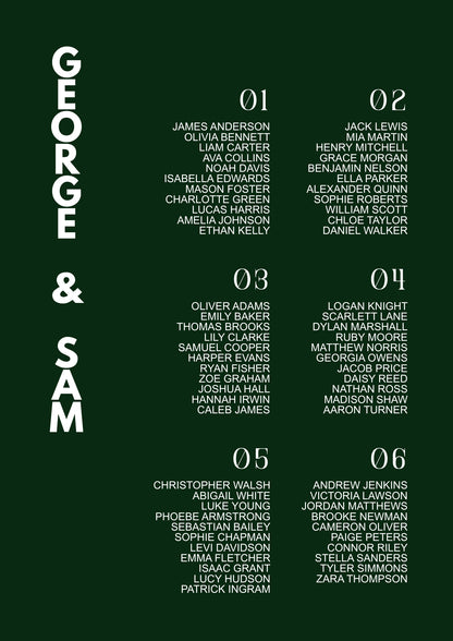 Asymmetrical Seating Chart