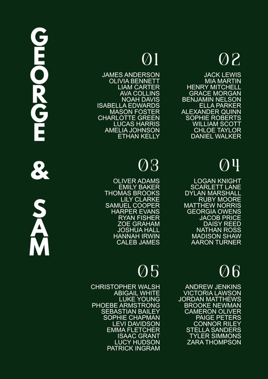 Asymmetrical Seating Chart