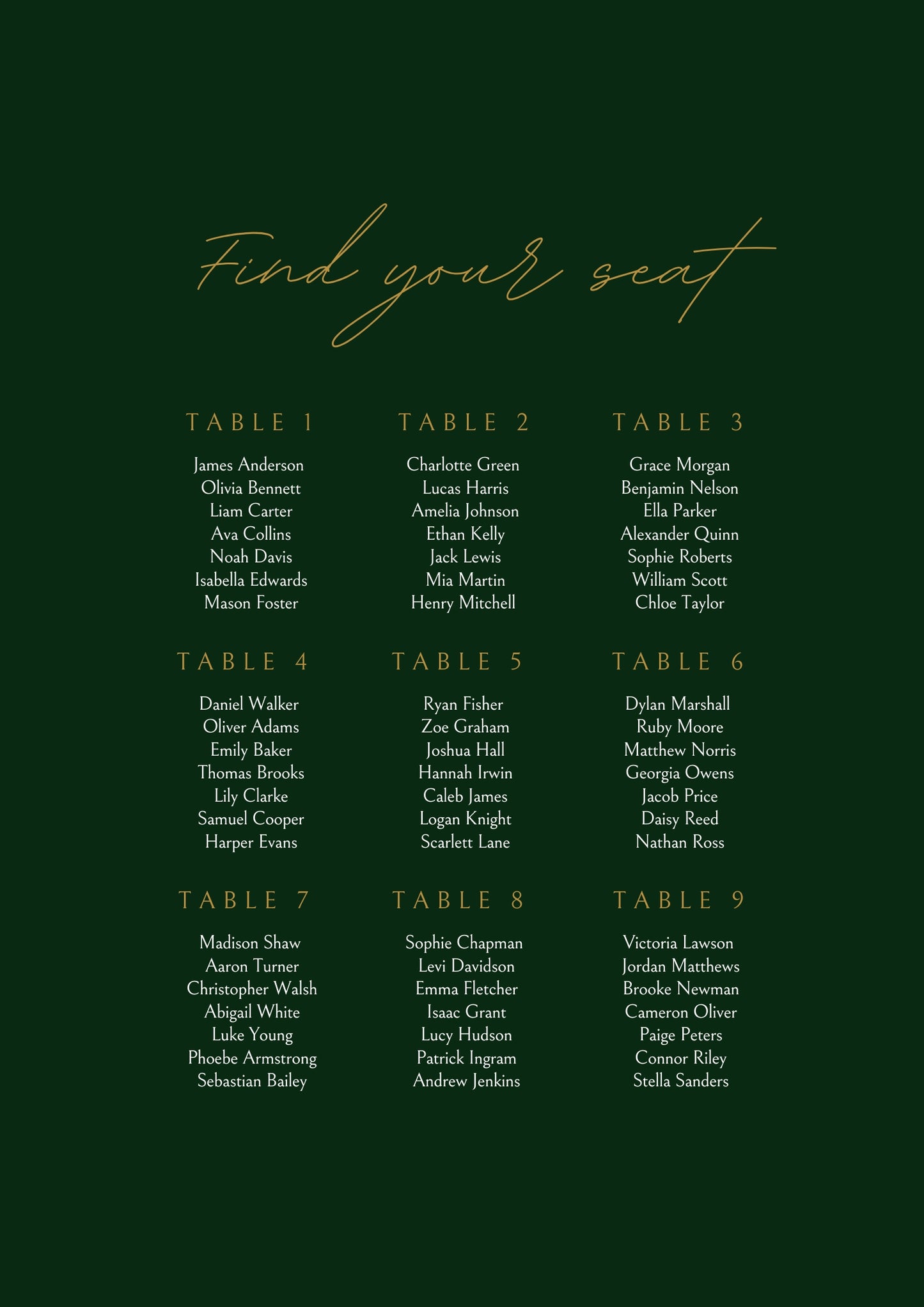 Romantic Seating Chart