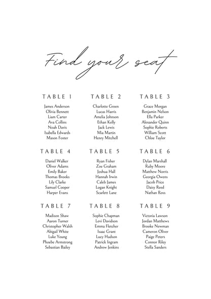Romantic Seating Chart