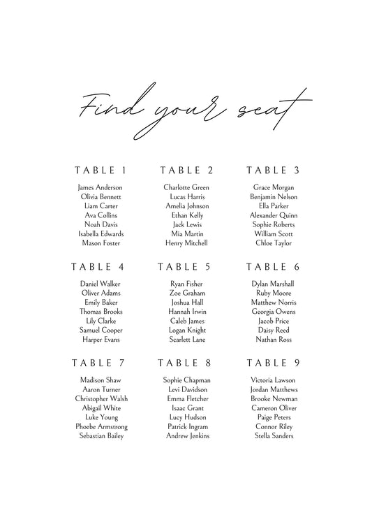 Romantic Seating Chart