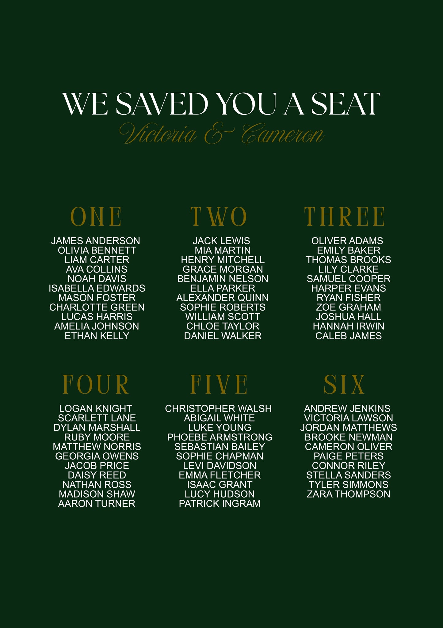 We Saved You A Seat Seating Chart