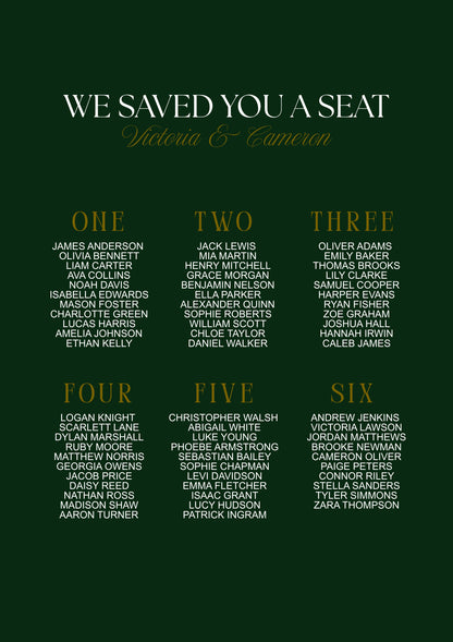 We Saved You A Seat Seating Chart