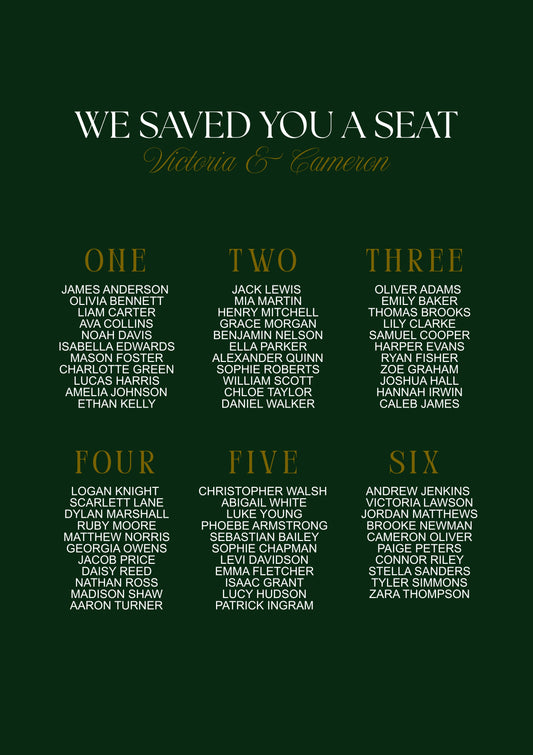 We Saved You A Seat Seating Chart