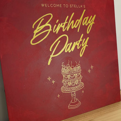 Retro Birthday Cake Sign